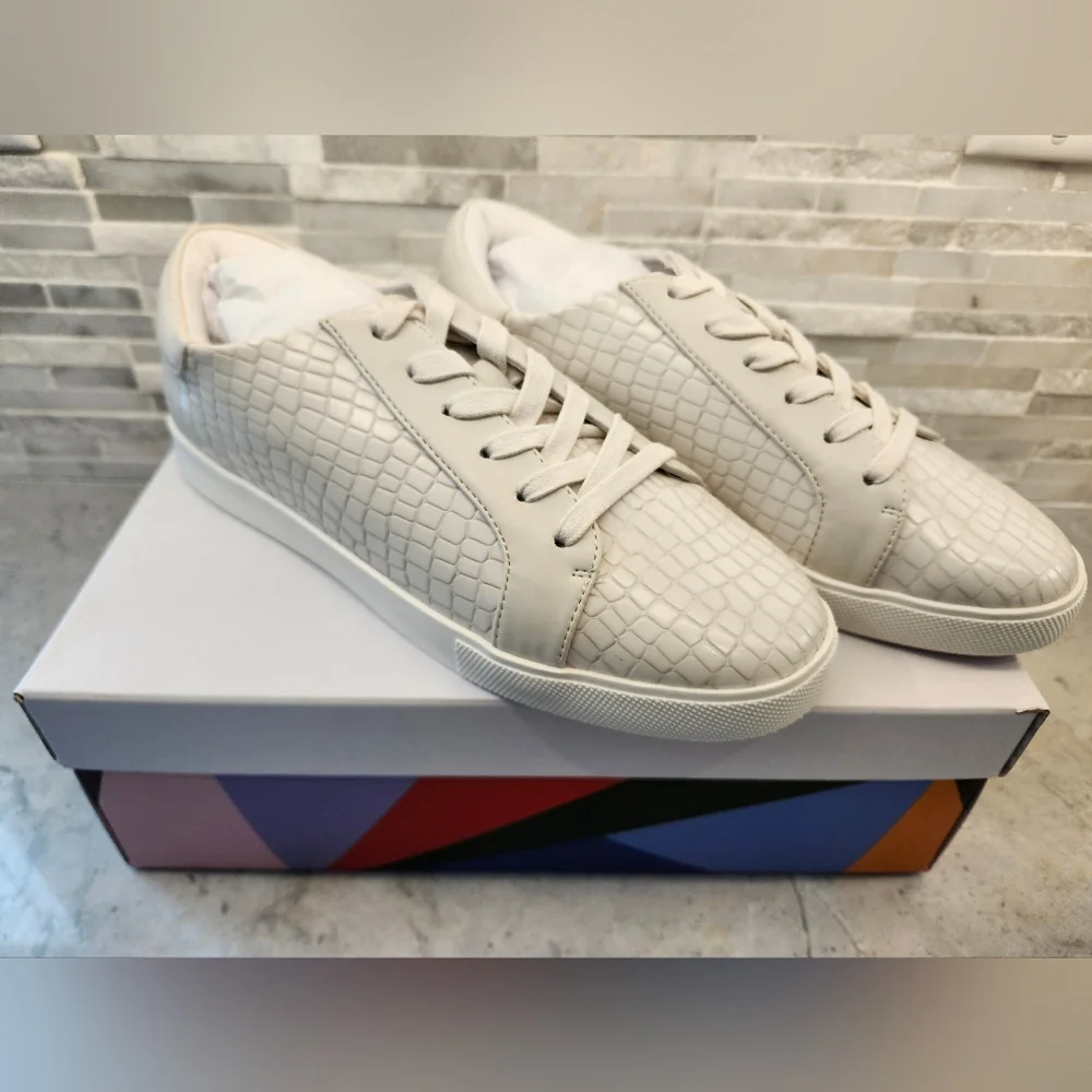 Katy Perry Collections Croc-Embossed White Sneakers - Picture 2 of 6